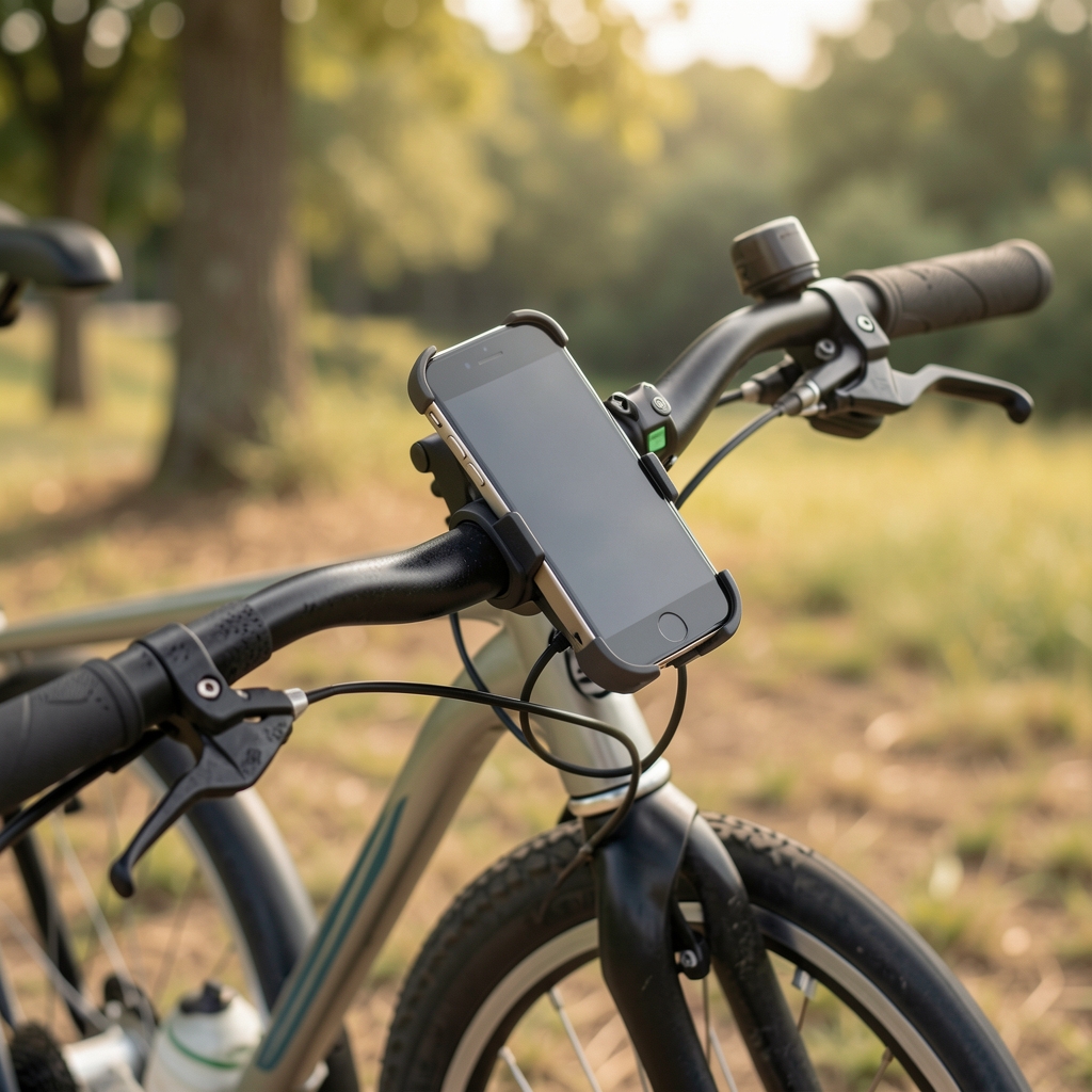 Soporte de teléfono ajustable montado en el manubrio de una bicicleta