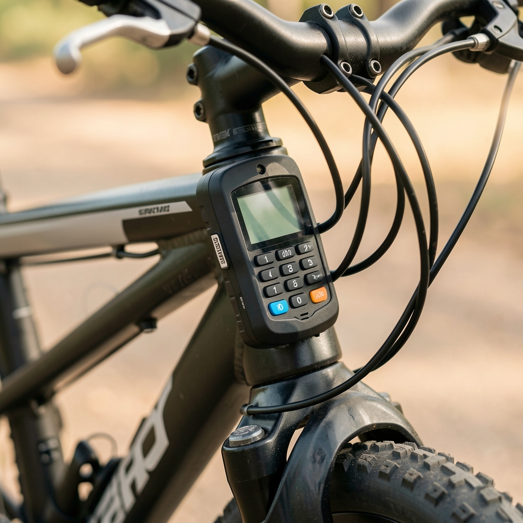 Candado electrónico con teclado digital para bicicleta montado en el cuadro