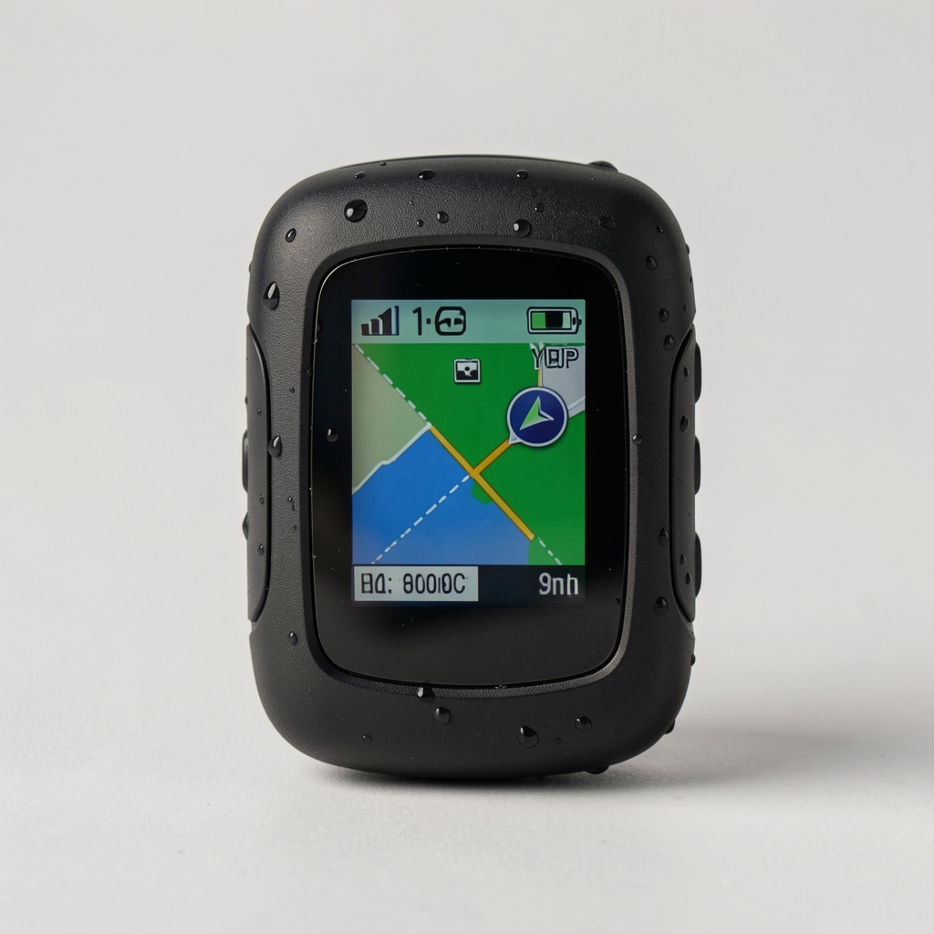 Localizador GPS compacto para bicicleta con carcasa negra resistente al agua