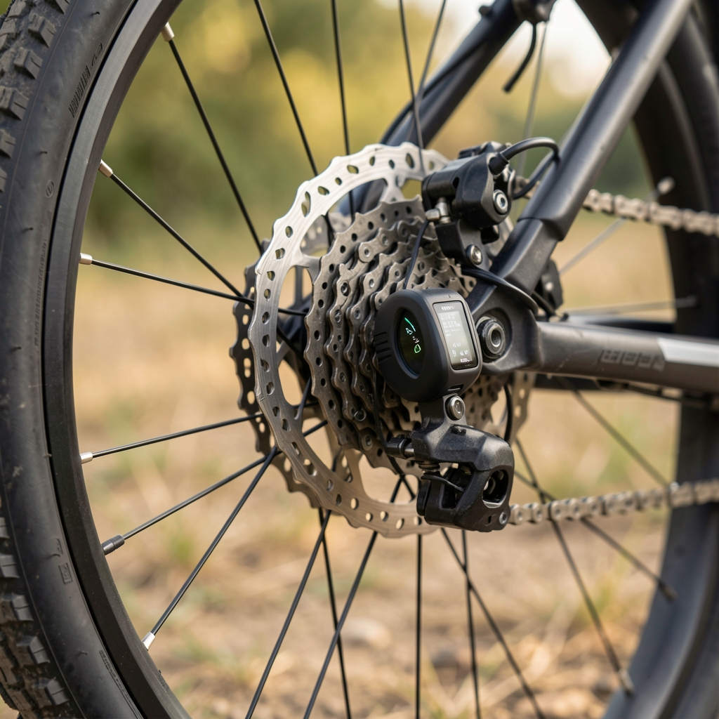 Sensor de presión inalámbrico instalado en la válvula de una rueda de bicicleta