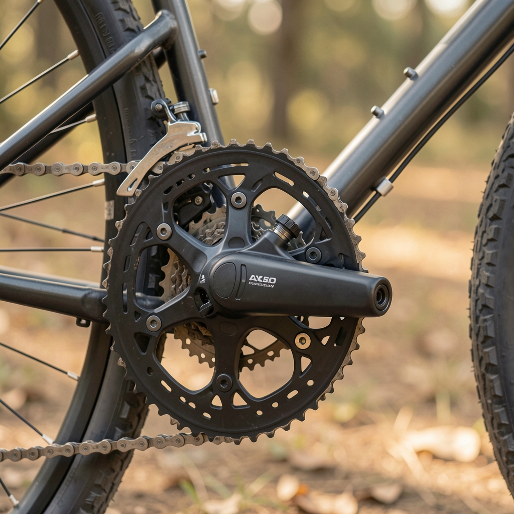 Sensor de cadencia de pedaleo sujeto a la biela de una bicicleta